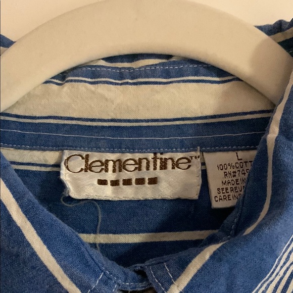 Blue and White Striped Button Down Shirt - Picture 2 of 7